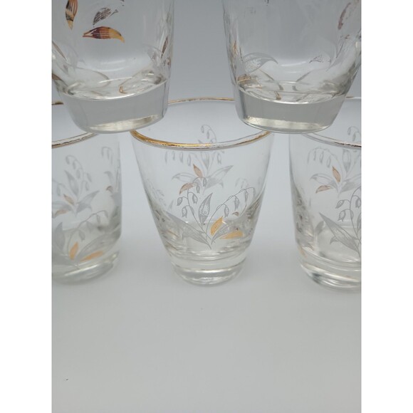 7 Vtg Libbey Lily Of The Valley Juice Glasses 6 Oz Gold Rim - Picture 7 of 10